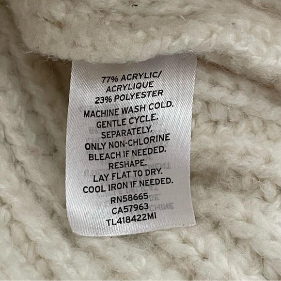 Leith Women's Ivory Chunky Ribbed Knit Mock Neck Pullover Sweater - Picture 7 of 11